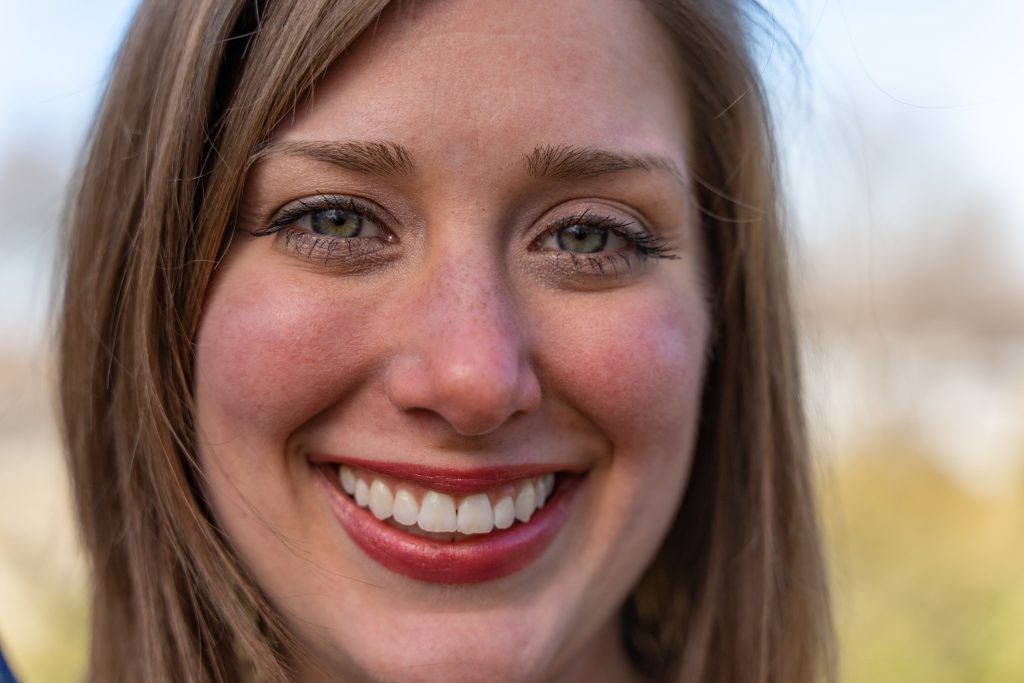 Use a close-up image of a confident adult’s eyes or smile